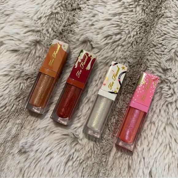 New Too Faced 4 Pc Holiday Glitter Lipgloss Set - Picture 1 of 3